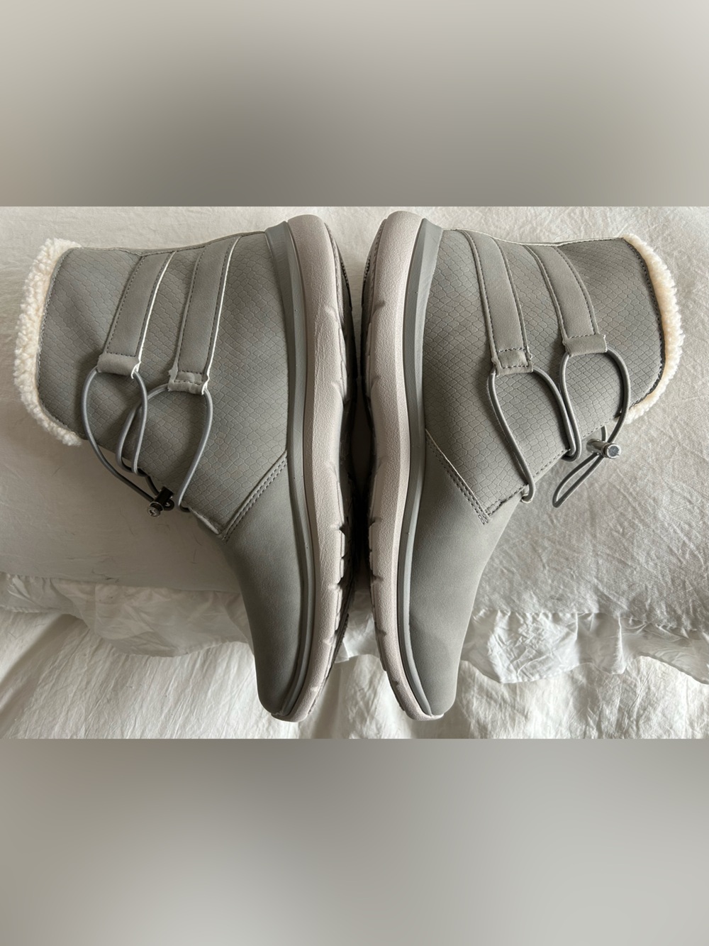 NWOT RYKA Women’s Gray Winter Sherpa Lined Slip-On Ankle Boots. Size 11